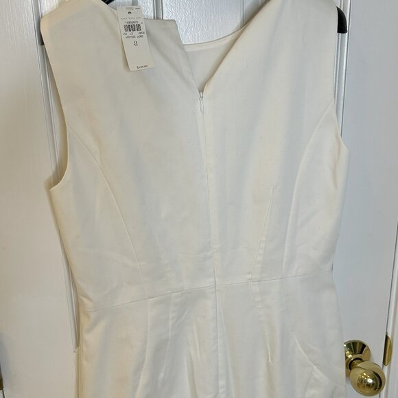 Ann Taylor Cream V-Neck Sheath Midi Dress - Picture 1 of 4